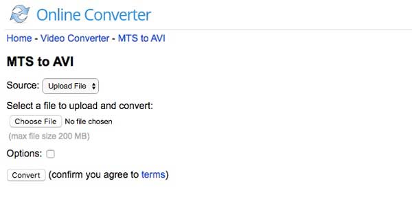 Convert MTS to AVI Online