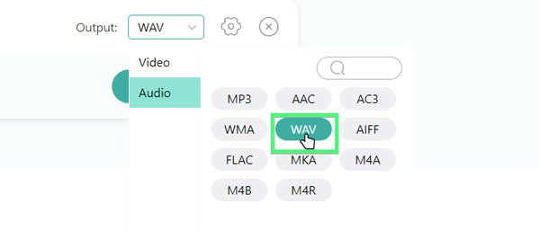 Select WAV AS Output Format