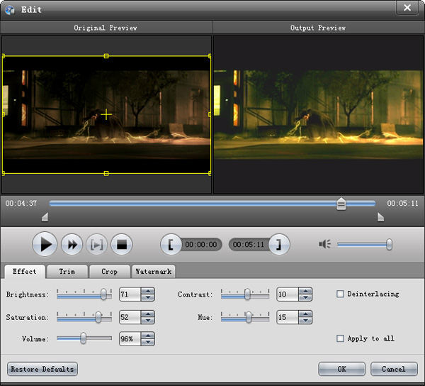 Edit video effect