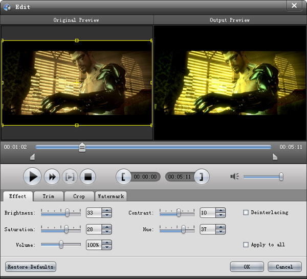 Edit video effect