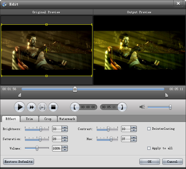 Edit video effect