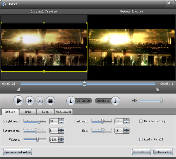 Edit video effect