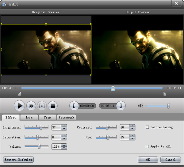 Edit video effect