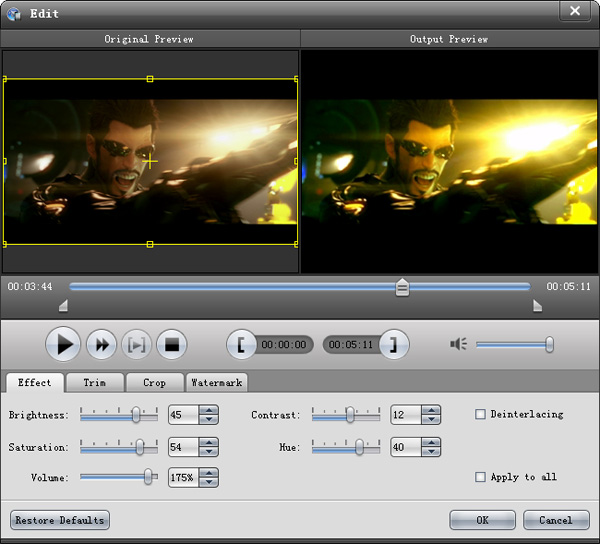 Edit video effect