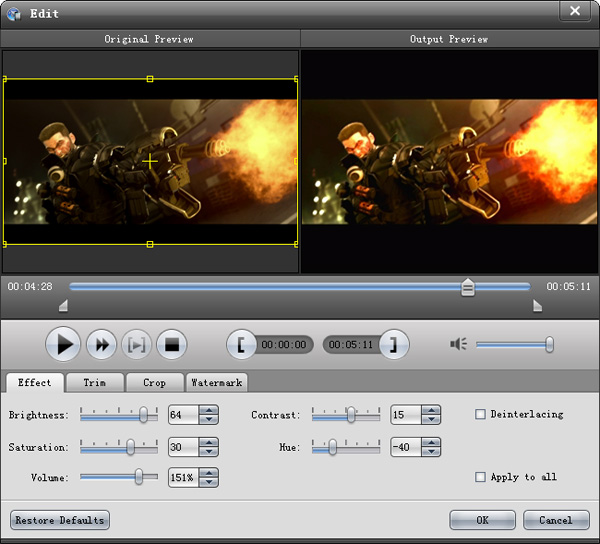 Edit video effect