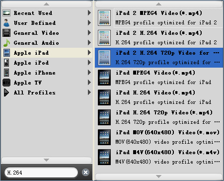 Choose H.264 profile
