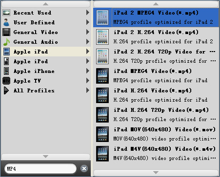 Choose MP4 profile