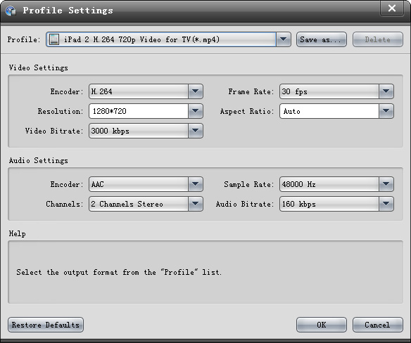 Set HD MP4 profile