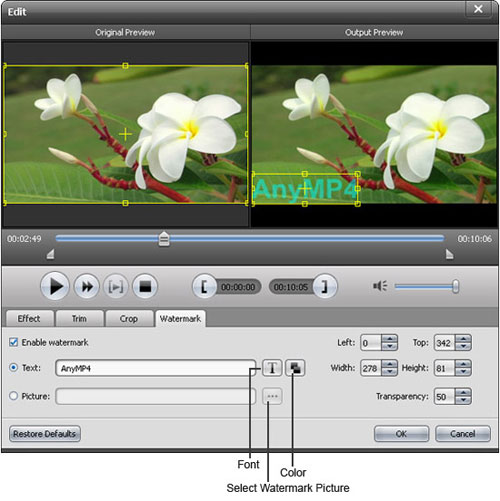 Edit video effect