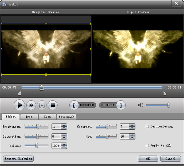 Edit video effect