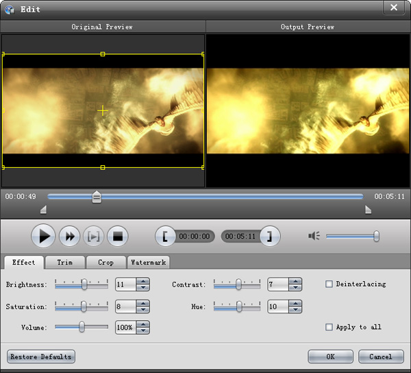 Edit video effect