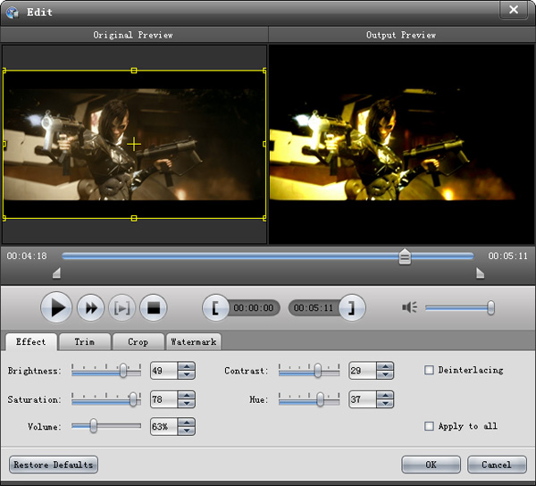 Edit video effect