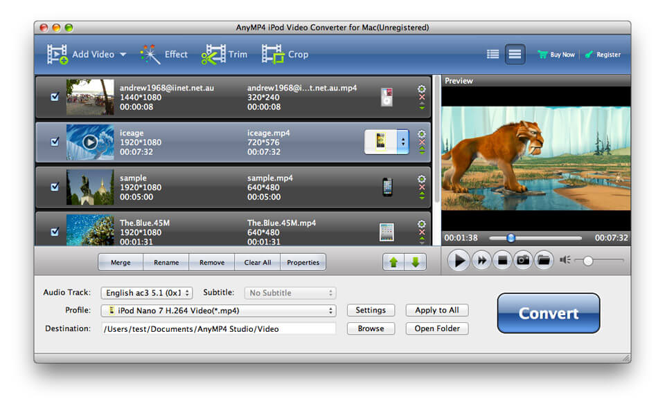 AnyMP4 iPod Video Converter for Mac 6.1.16