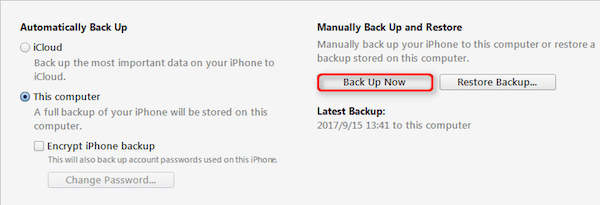 Backup Data via iTunes