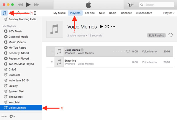 Delete Voice Memos via iTunes