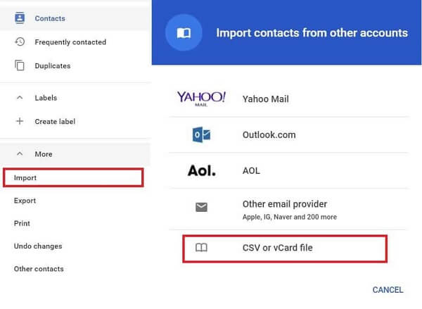 Gmail transfer contact