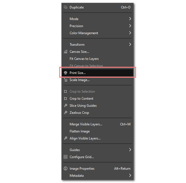 GIMP Increase Image Resolution Select Print Size