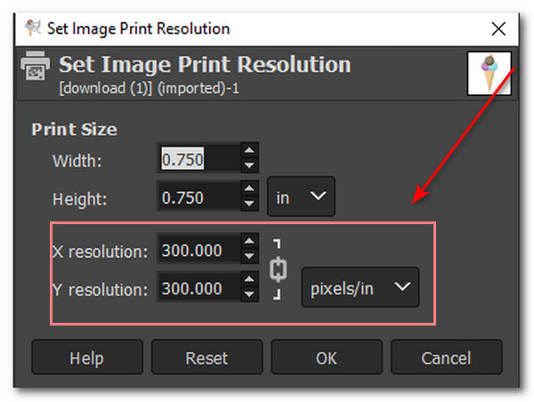 GIMP Increase Image Resolution Set Resolution