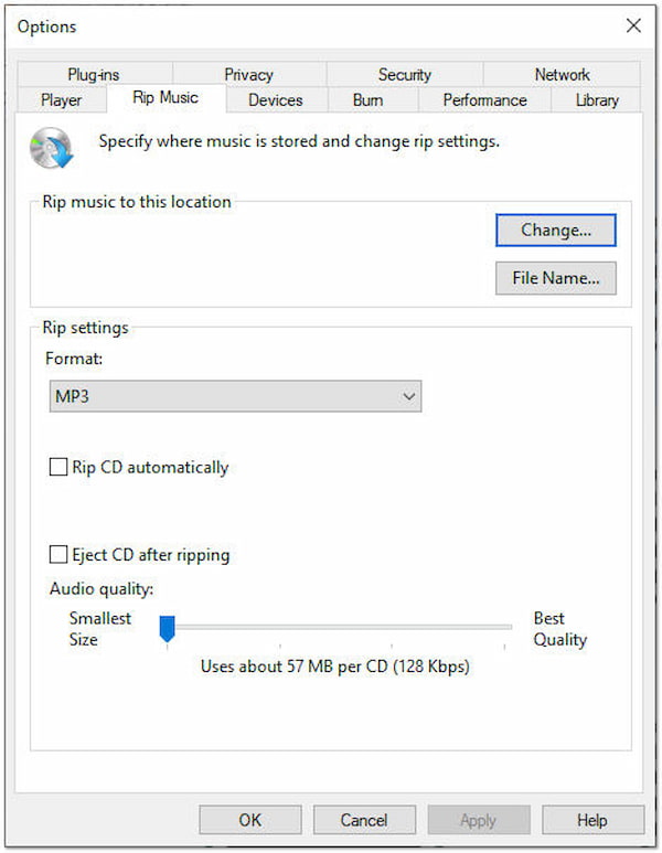 Configure CD Ripping Settings