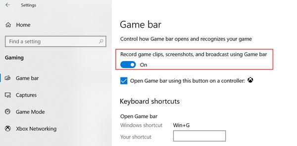 Enable Xbox Game Bar