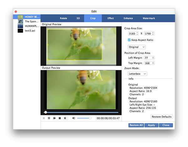Crop video frame