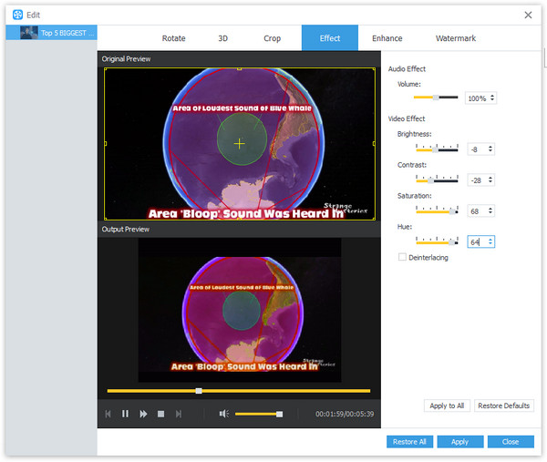 Edit video effect