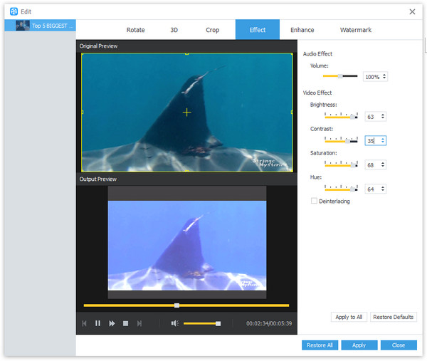 Edit video effect