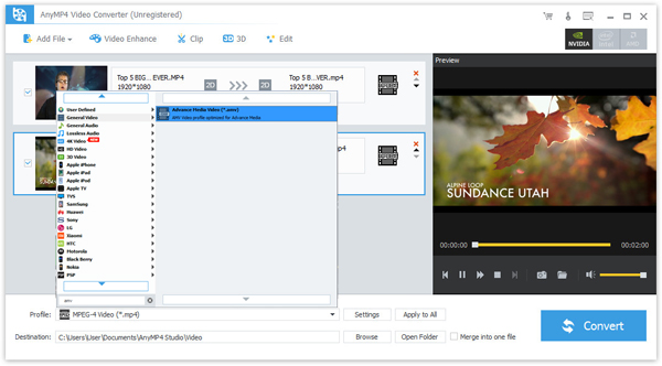 Video Converter screen