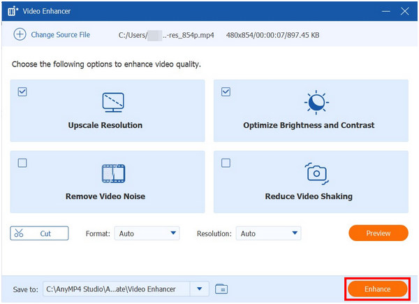 AnyMP4 Video Converter Ultimate Video Enhancer Enhancer Button