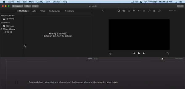 Select and import video clip into iMovie