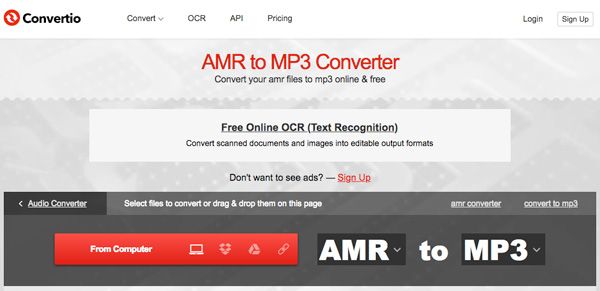 Convert AMR to MP3 Convertio