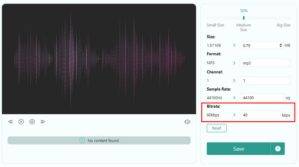 Změna datového toku MP3 AnyMP4 Online Bitrate