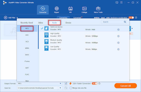 Choose Mp3 As Output Format