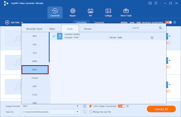 Choose An Output Format In Anymp4