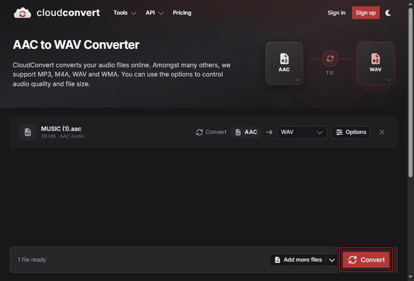 Start Conversion In Cloudconvert