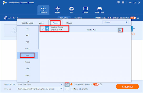 Choose Wav As Output Format