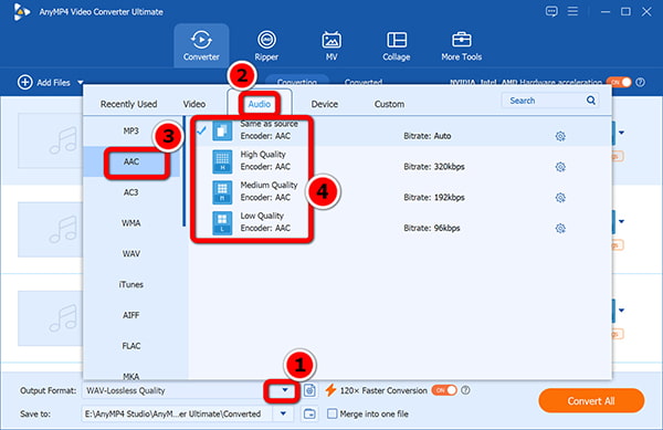 Output Aac In Anymp4 Video Converter Ultimate