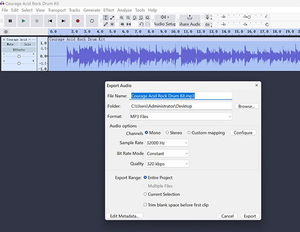 Audacity: конвертация Ogg в MP3