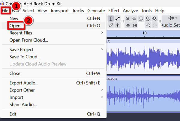Открытие файлов Ogg в Audacity