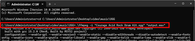Convert Ogg To Wav In Ffmpeg
