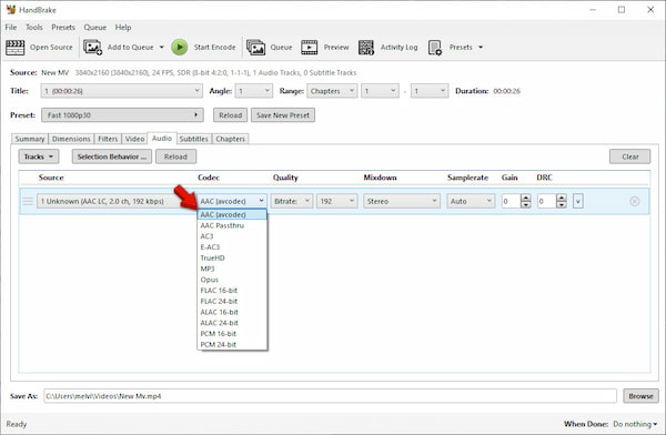 Configure Audio Settings In Handbrake