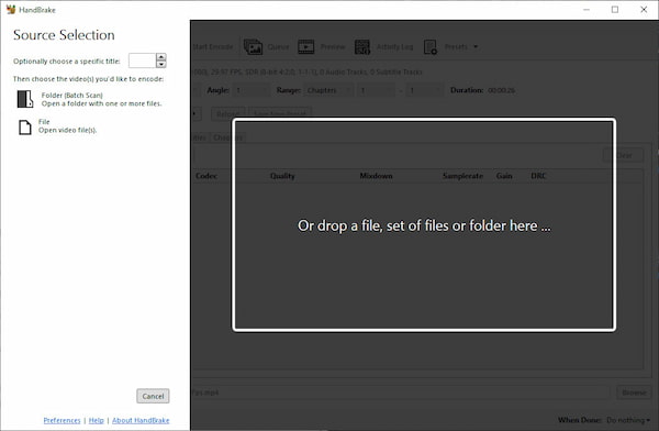 Import Source File In Handbrake