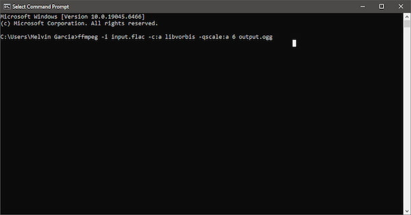 Enter Command In FFmpeg