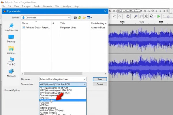 Export As Ogg Vorbis In Audacity