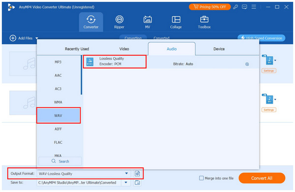 Anymp4 Video Converter Ultimate Output Format Wav