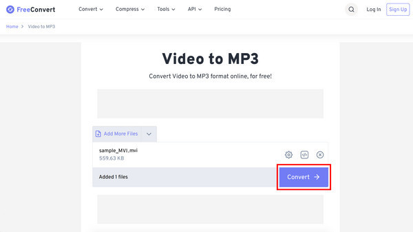 Конвертировать MVI в MP3 с помощью Freeconvert