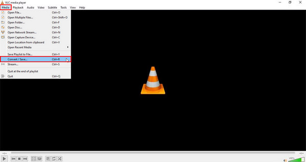 Откройте VLC. Выберите «Преобразовать» Сохранить.