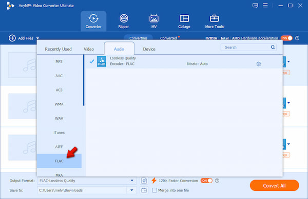 Select Flac As Output
