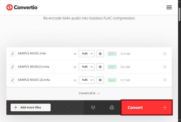 Select Output And Convert In Convertio