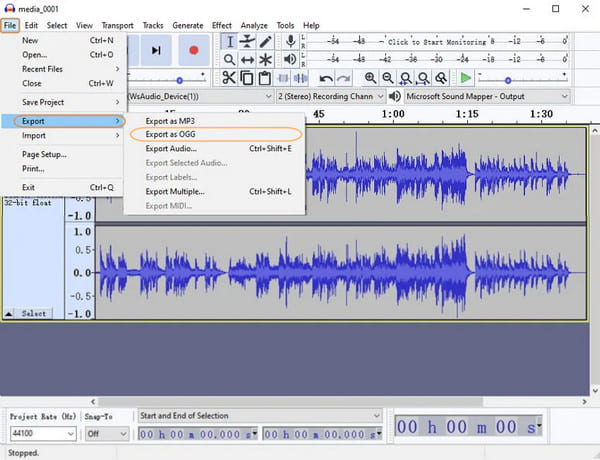 Audacity M4A To Ogg